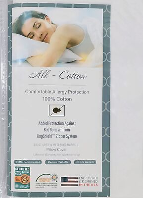 #ad National Allergy Premium 100% Cotton Zippered Euro Square Pillow Protector ... $22.09