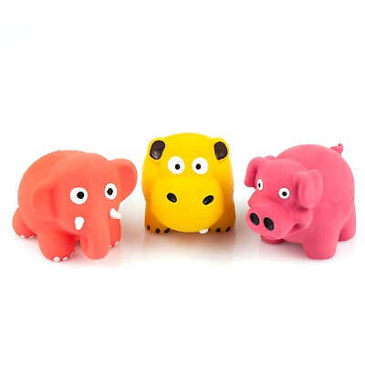 3 Pack 3.3quot; Squeaky Latex Dog Toys Lovely Elephant Cow Play for Small Puppy Dog $11.98