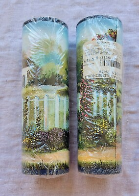 #ad 2 Pre Pasted Wallpaper Border Rolls GARDEN PATH Country Cottage Scene 6”X4 Yard $7.95
