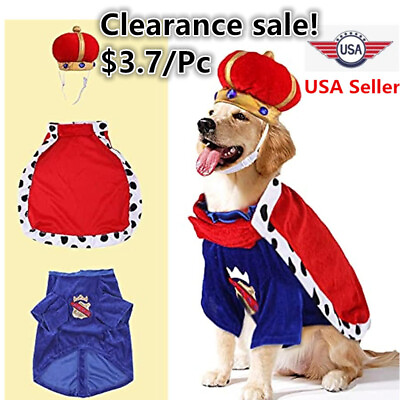 #ad Clearance Sale 27 Pcs Pet Dog King Costume Clothes Cloak Crown Hat $3.7 Pc $91.99