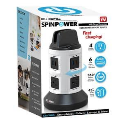 #ad 4 Outlets 6 USB Spin Power the Ultimate Smart Charging Station $42.89