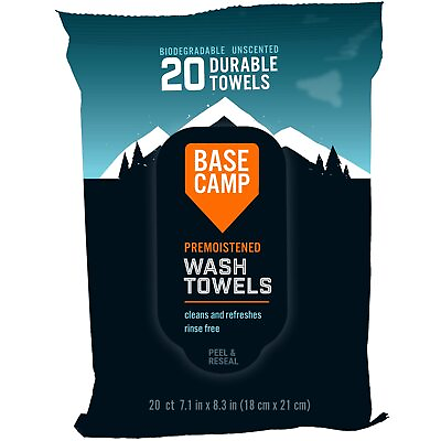 #ad Dead Down Wind Base Camp Biodegradable Pre Moistened Wash Towel 20 Count $7.63