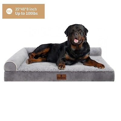 #ad L Shape Bolster Orthopedic Dog Bed Memory Foam Dog Beds Pet Mattress 48quot;x35quot;x8quot; $55.89