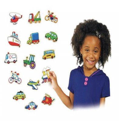 #ad Small World Toys Ryan#x27;s Room Wooden Toys Stick Em Magnets Vehicles $24.99