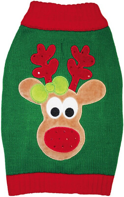 #ad Fashion Pet Green Reindeer Dog Sweater $12.36