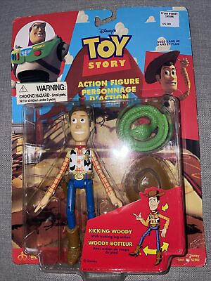 #ad Toy Story Kicking Woody Action Figure Think Way Toy Disney Pixar 1995 Vintage $25.20