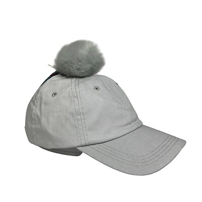 #ad Bunny Tail Hat Adult Size Snap Back Gray Fuzzy Ball Rabbit Cotton Tail New $10.00