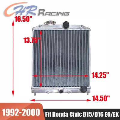 #ad 3 ROW for 92 00 ALUMINUM RADIATOR Honda Civic EK EG D15 D16 28MM PIPE $107.00