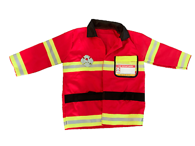 #ad Melissa amp; Doug Kids Costume Small RED Fireman Jacket Coat Halloween $11.97