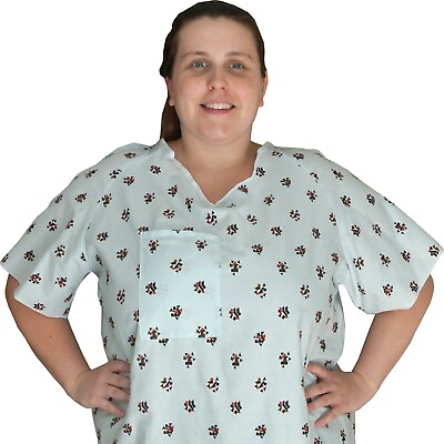 #ad 2 Pack IV Hospital Gown 2 Back Tie Overlap Multi Print Unisex S XL $25.95