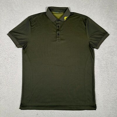 #ad J Lindberg Shirt Mens Large Green Slim Fit Golf Polo Performance Stretch Logo $29.95