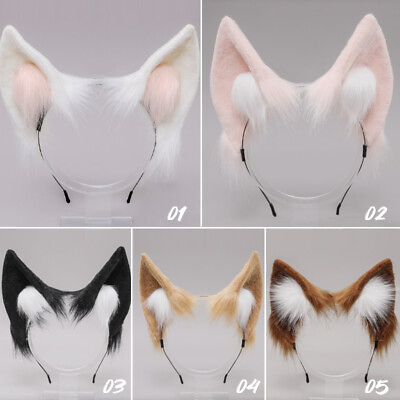 #ad Costume Faux Fox Ears Headband Fur Anime Cosplay Hair Clip Party Party Halloween $14.51