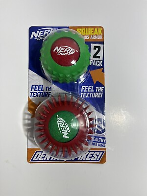#ad Nerf Dog Squeak Tennis Armor Supports Dental Hygiene 2Pack NEW $14.20