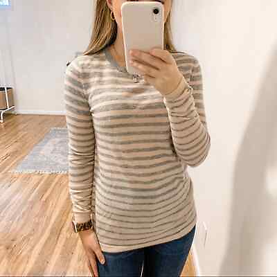 #ad Vince Pink and Grey Striped Crewneck Wool and Cashmere Blend Sweater Size XS $32.00