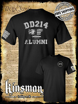 #ad DD214 Alumni Flag US Military 2 Sided T Shirt Army Marines Navy Veteran USA $20.95
