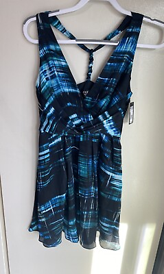 #ad Guess Los Angeles Sleeveless SEXY Dress Size 0Blue BlackBraided Back $118NWT $28.99