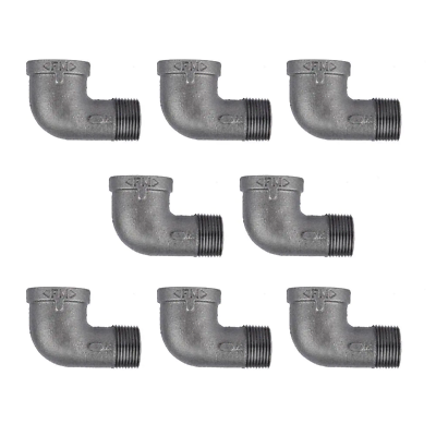 #ad 1 2 In. Black Iron 90 Degree Street Elbow Fitting 8 Pack DIY No Rusting $16.51