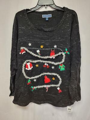 #ad MSRP $55 Karen Scott Womens Holiday Sweater Black Size 1X $17.27