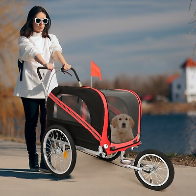 #ad VILOBOS 2 in 1 Pet Bicycle Trailer Foldable Dog Cat Bike Travel Stroller Carrier $169.99