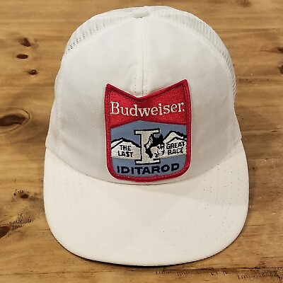#ad #ad Vintage Budweiser Hat Cap Snapback White Big Patch Iditarod Great Dog Race $26.05