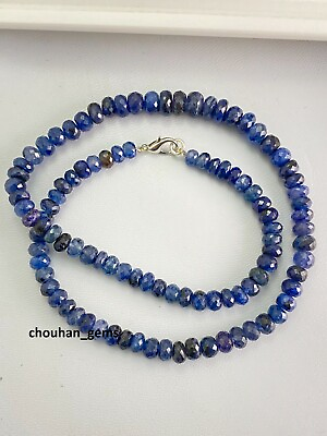 #ad Blue Sapphire 925 Sterling Silver Necklace Gemstone Rondelle Beads 5 8mm18 Inch $89.09