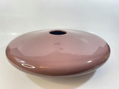 #ad Vintage 1986 Haeger Pottery Modern Art Low Profile Flying Saucer Vase Mauve D3 $45.99