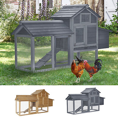 #ad #ad 59quot; Wooden Outdoor Hen House Small Animal Livestock Cage Enclosure with Run $159.99