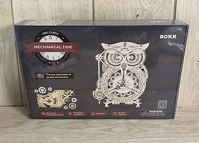 #ad ROKR 3D Mechanical Time Owl Clock Wooden Model Kit LK503 $20.00