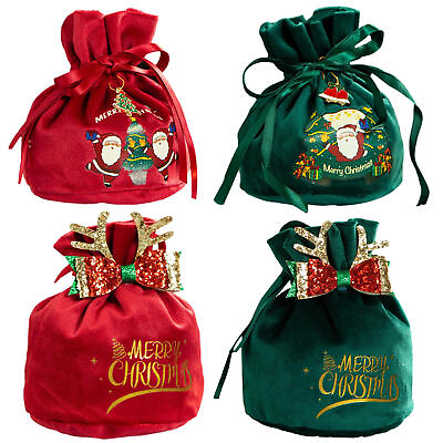 #ad Christmas Velvet Gift Bag Santa Drawstring Christmas Bags Reusable Gift Bags $8.34