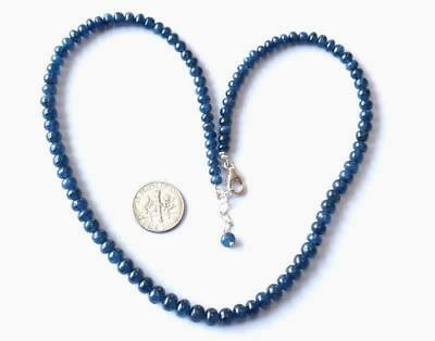 #ad 17 17.5quot; NECKLACE NATURAL BLUE SAPPHIRE BEADS SOLID 925 STERLING SILVER #D688 $263.00