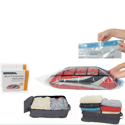 #ad Travel Compression Bags x 2 Packing Clear Travelon Roll Up Storage Space Saver $20.94