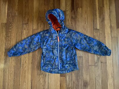 #ad #ad LL BEAN Hooded Rain Wind Jacket Boy#x27;s Blue Camo Size 4 $42.99
