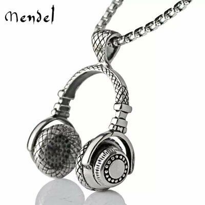 #ad MENDEL Mens Headphone Music Hip Hop DJ Rapper Necklace Pendant Jewelry Chain $11.99