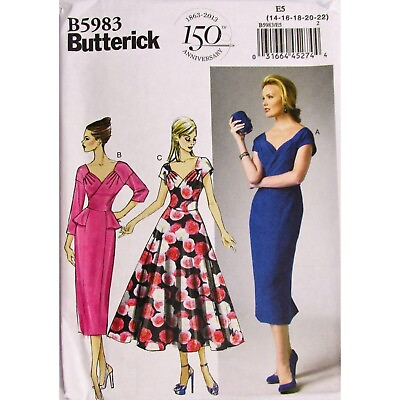 #ad Butterick sewing pattern B5983 classic dress fitted bodice pleated flounce 150th $10.59
