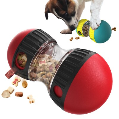 #ad Food Dispensing Dog Toy Tumbler Leaky Food Ball Puzzle Toys Interactive Slowly F $18.44