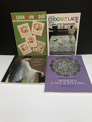 #ad Vintage Lot 4 Knitted Lace Modern Lace Knitting Crochet Lace amp; Learn How Book $12.98
