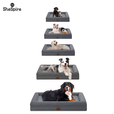 #ad SheSpire Orthopedic Memory Foam Dark Gray Dog Bed with Removable Bolster amp; Cover $35.89