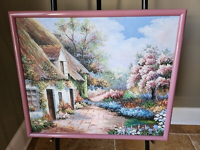 #ad Oil Painting Cabin Scene by Rik Boren Signed on Canvas framed 24 x 20 $149.99