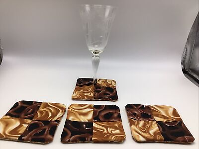 #ad Coasters Cozies Stemware Wine Glass Cozy Fabric Abstract Set 4 Hand Made $17.49