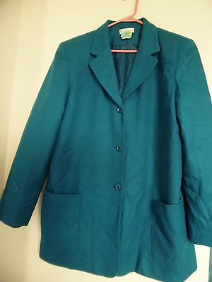 #ad Womens Worthington Size 18 Lined 100% Wool Teal Button Up Collar Coat $22.49