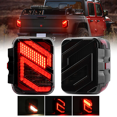 #ad Smoked LED Tail Lights Brake Turn Stop For Jeep Gladiator JT 2019 2020 2021 2022 $179.99
