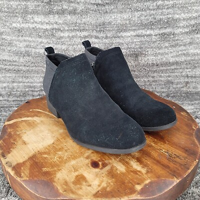 #ad Toms Womens Size 8 Black Suede Wool Deia Zip Ankle Booties Boots $22.39