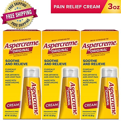 #ad Lot of 3 Asper cream Arthritis Pain Relief Anti Inflammatory 3oz Each Exp 08 24 $19.98