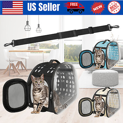 #ad Foldable Breathable Crossbody Bag Portable Space Pet Bag Dog Cat Travel Carrier $28.95