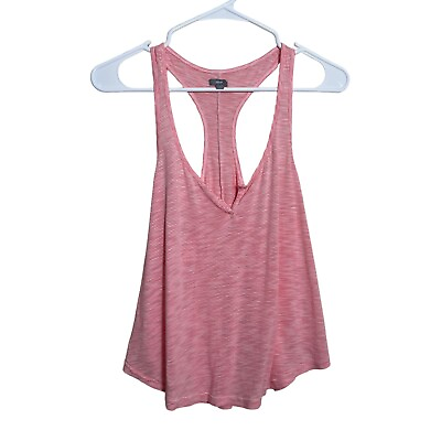 #ad Aerie Tank Top Women#x27;s Small Pink Heather Sleeveless V Neck Striped Shirt $4.84