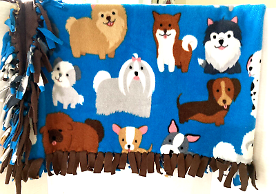 #ad #ad Puppy Dog Print Blanket Throw 28quot; x 46quot; Reversible Pre Owned $9.00