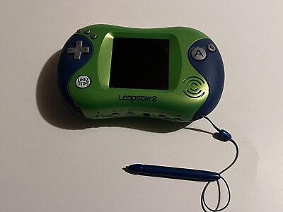 #ad LeapFrog Leapster2 Learning Game System Green Blue Tested $15.95