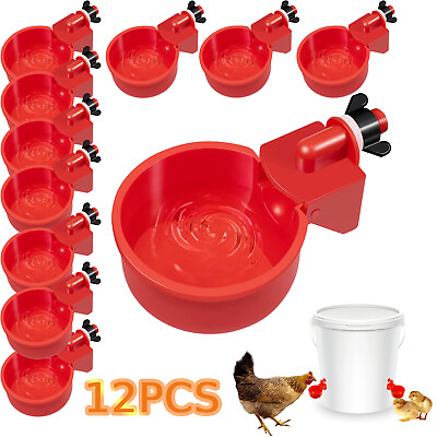 #ad 12PCS Chicken Automatic Watering Cups Drinker Waterer for Duck Quail Hen Poultry $15.98