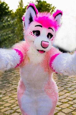 #ad Halloween Long Fur Husky Dog Fox Fursuit Mascot Costume Suit Cosplay Dress Gift $247.48