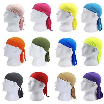 #ad Summer Men Headwear Head Wrap Skull Cap Bandana Beanie Hat Quick Dry Head Scarf C $4.09